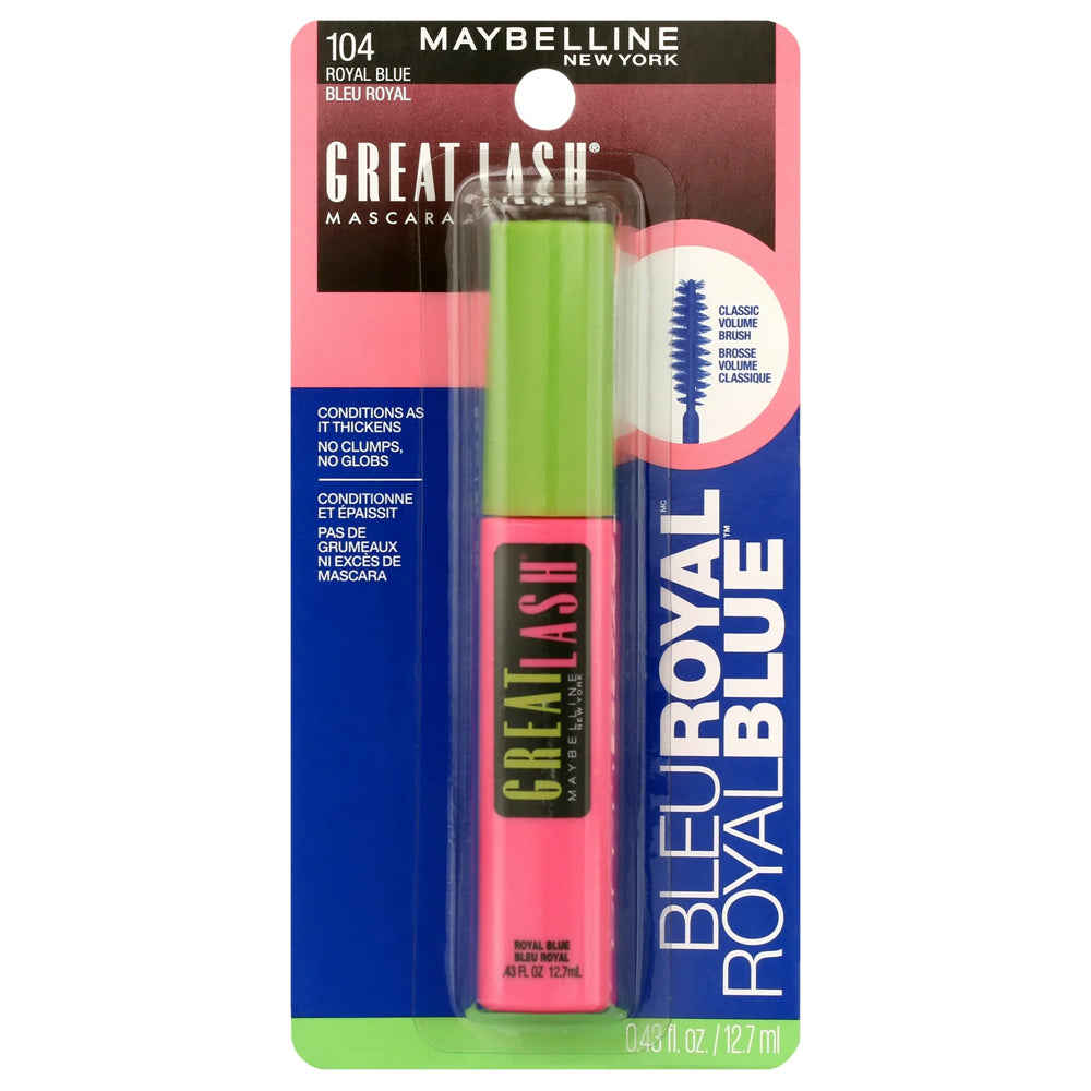 Maybelline Great Lash Washable Mascara - Royal Blue, Long-Lasting and Intense Color.