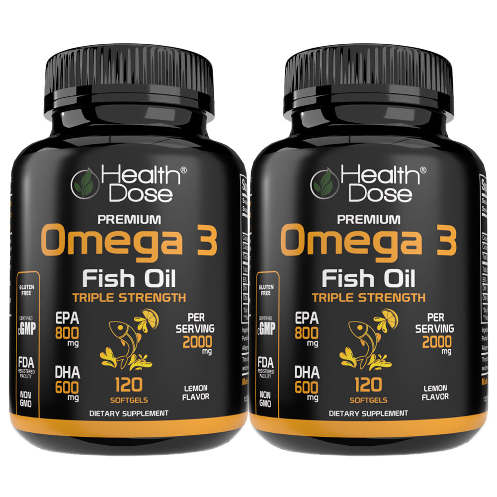 Health Dose Premium Omega 3 Fish Oil Triple Strength x 120 Softgels - Pack of 2