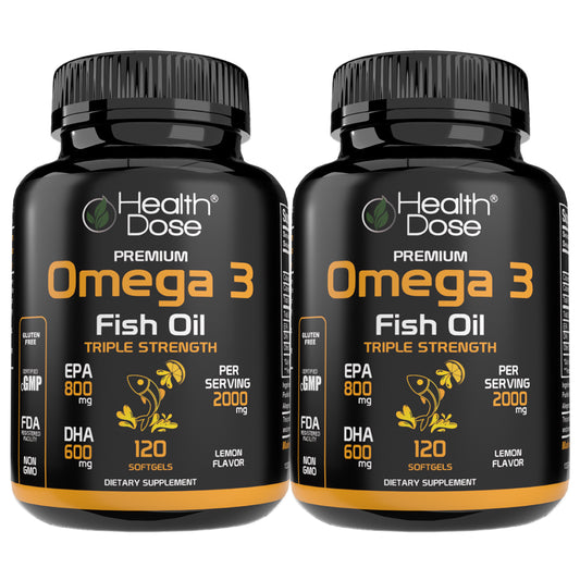 Health Dose Premium Omega 3 Fish Oil Triple Strength x 120 Softgels - Pack of 2