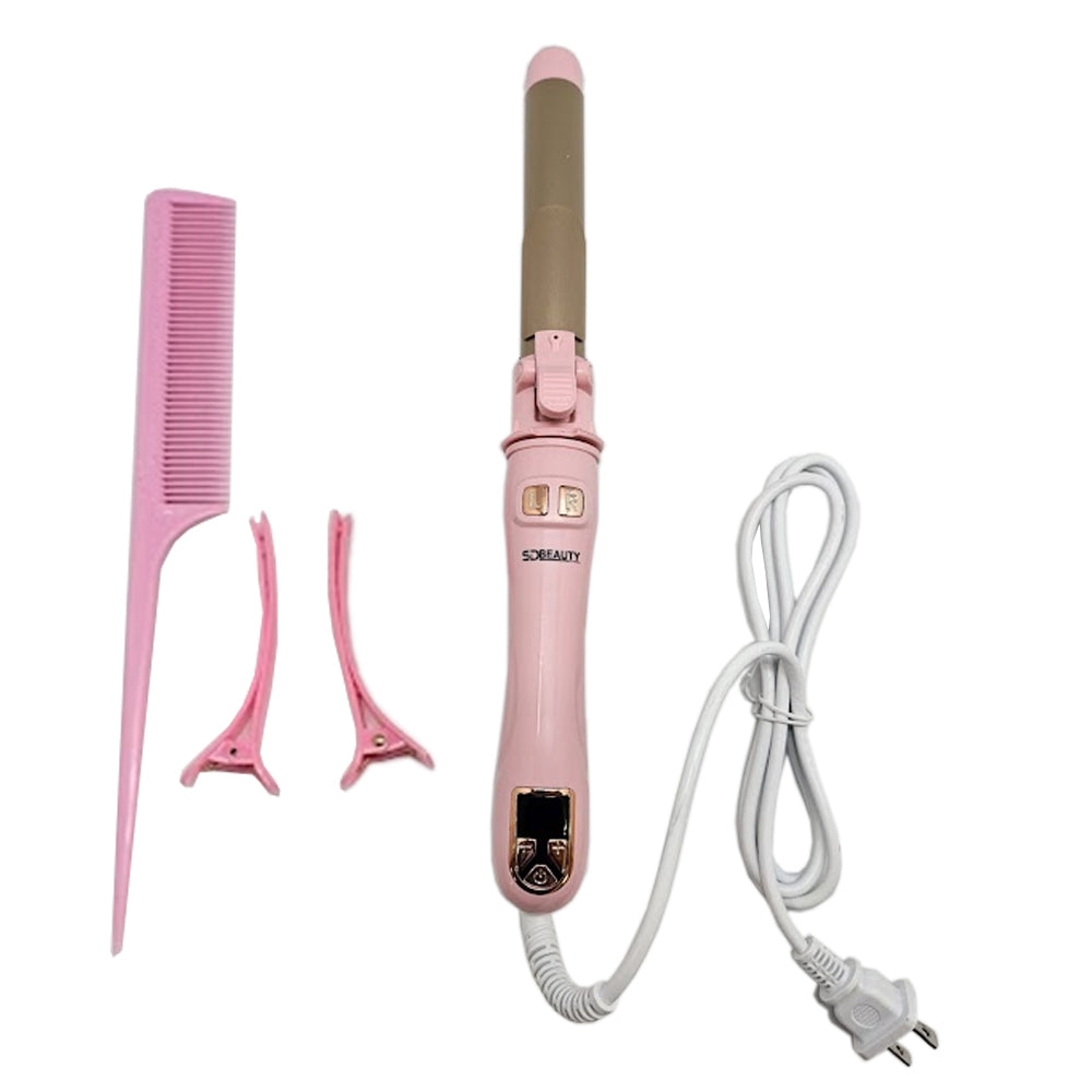 SdBeauty Automatic Rotating Curling Iron Creates Perfect Waves, Pink/Gold Color.