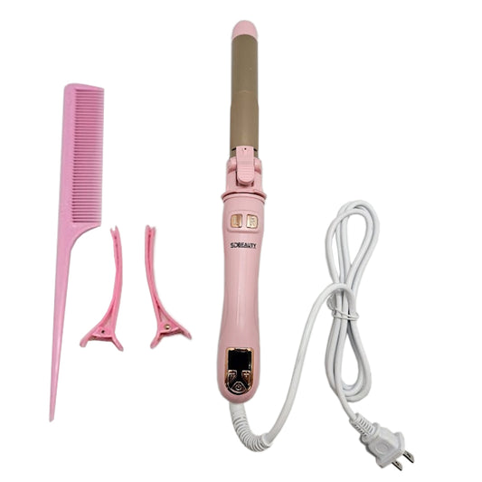 SdBeauty Automatic Rotating Curling Iron Creates Perfect Waves, Pink/Gold Color.