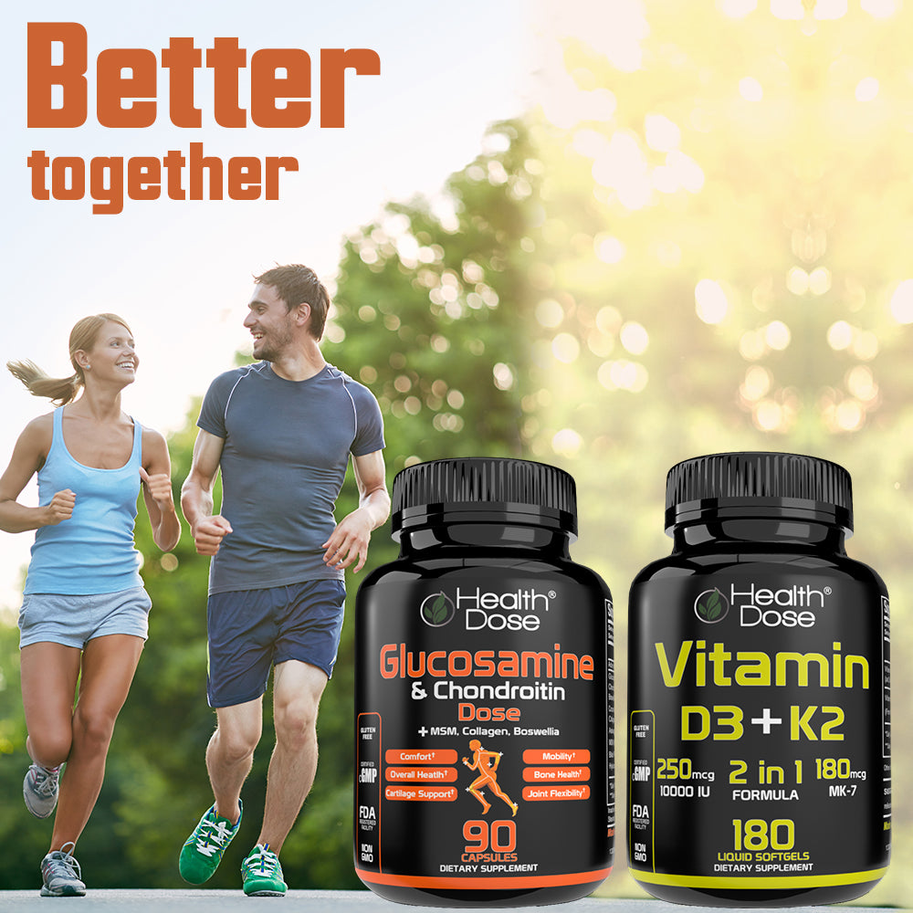 Health Dose Premium Joint Support - Glucosamine Chondroitin MSM Turmeric Boswellia & Hyaluronic Acid - Relieves Inflammation & Discomfort in Back, Knees & Hands - Antioxidant Properties - 90 Capsules