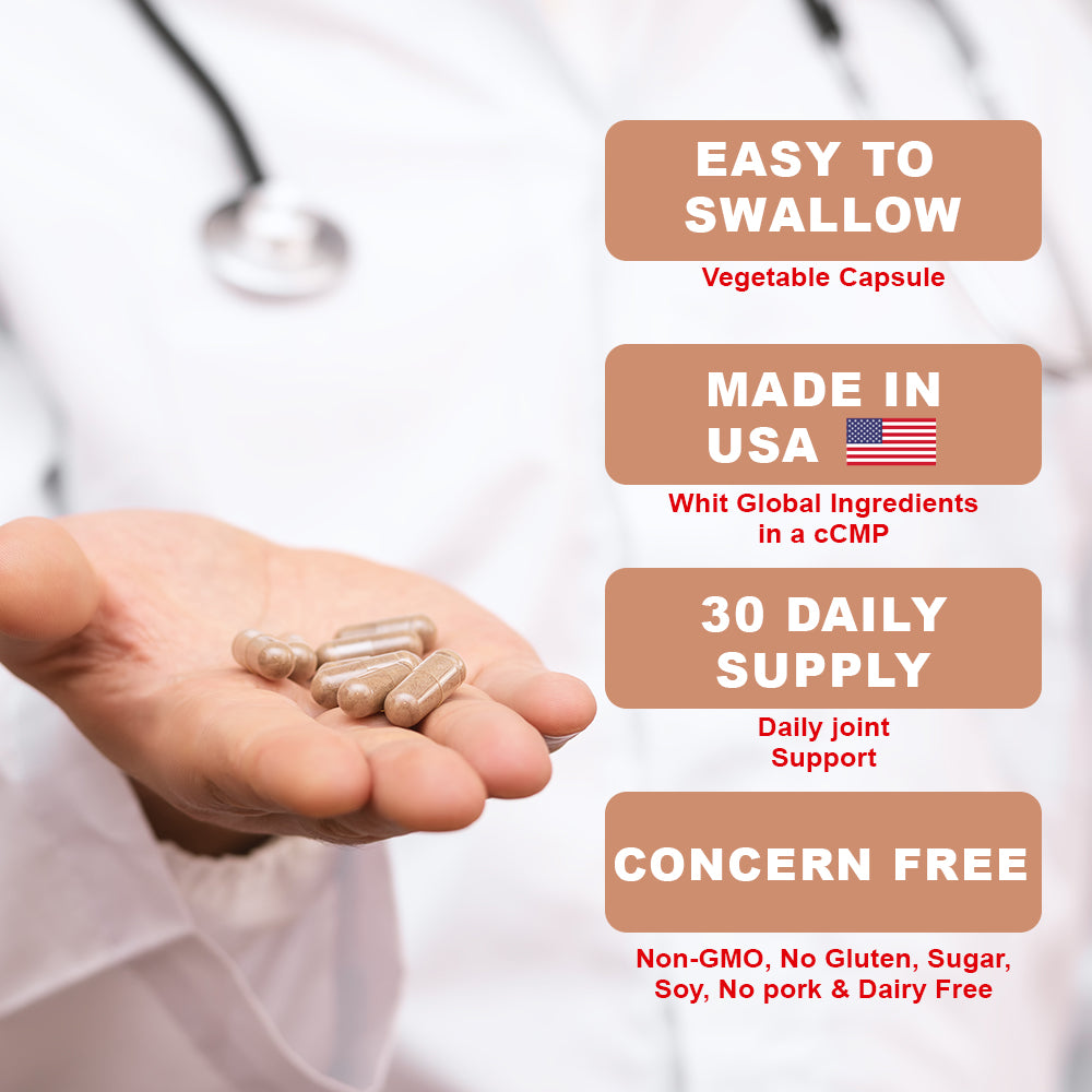Health Dose Premium Joint Support - Glucosamine Chondroitin MSM Turmeric Boswellia & Hyaluronic Acid - Relieves Inflammation & Discomfort in Back, Knees & Hands - Antioxidant Properties - 90 Capsules