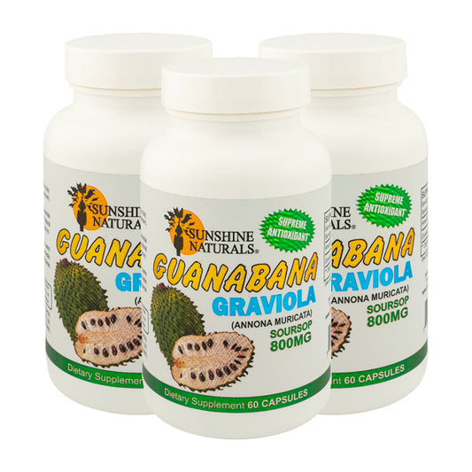 Sunshine Naturals Guanabana (Graviola), 60 Capsules, Pack of 3