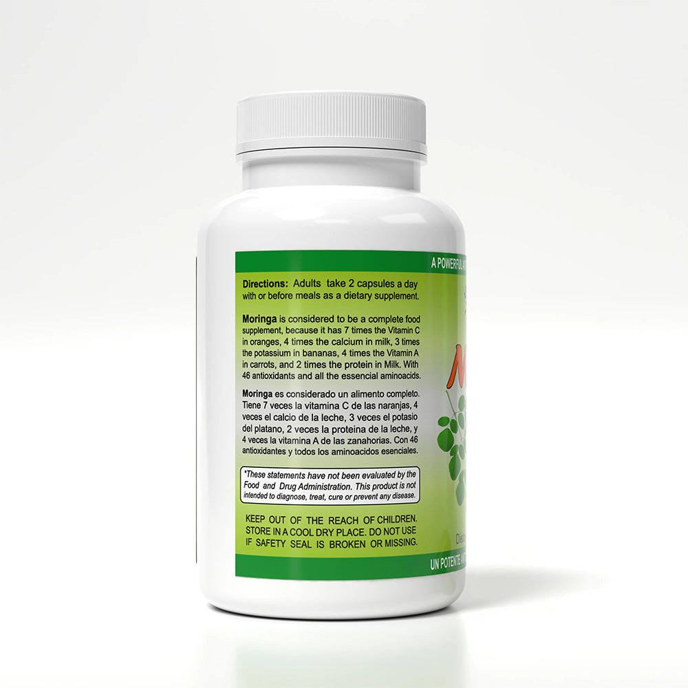 Sunshine Naturals Moringa Dietary Supplement. Immune System Aid. 120 Capsules
