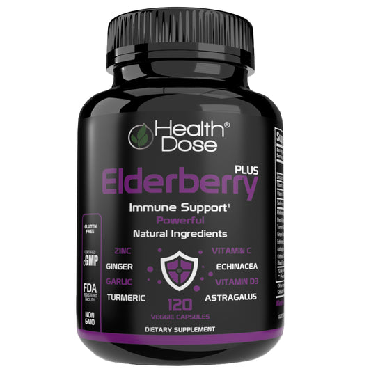 Health Dose Elderberry Immunedose With Vitamin C, Turmeric, Zinc & More 120 Caps