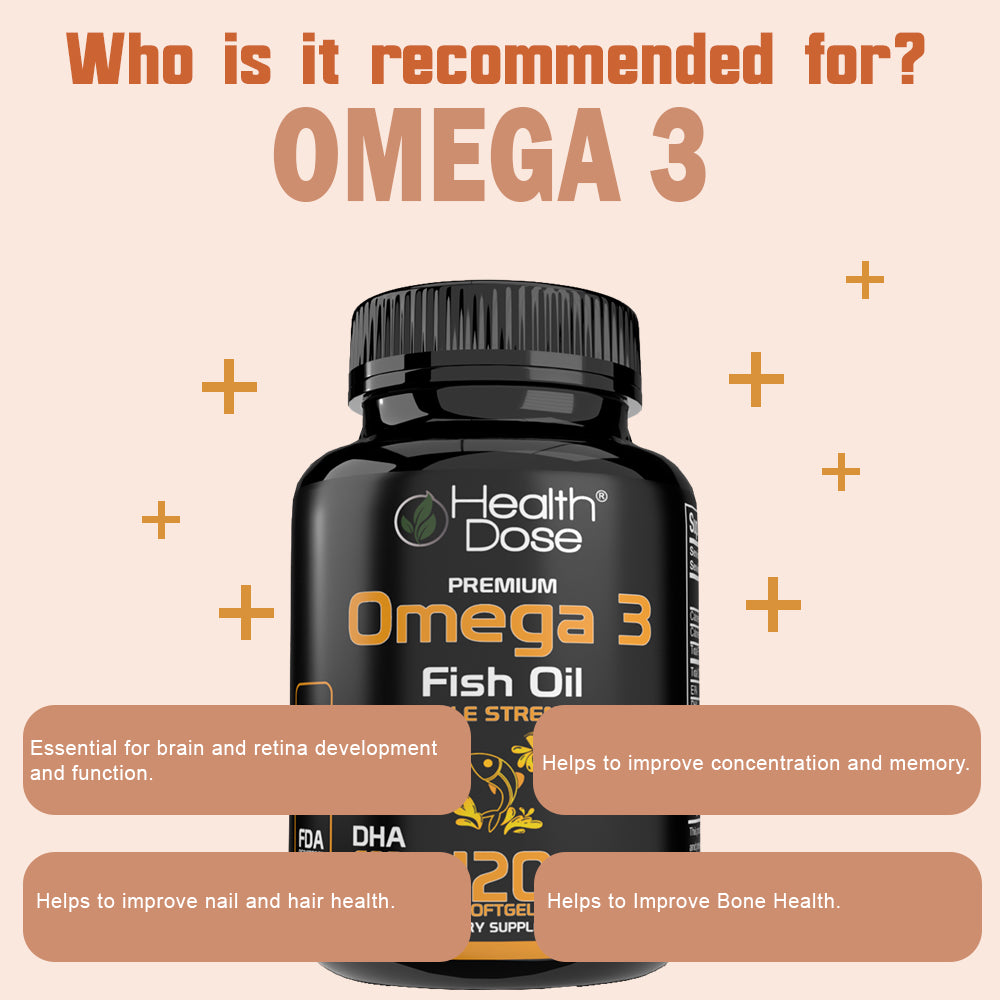 Health Dose Premium Omega 3 Fish Oil Triple Strength x 120 Softgels - Pack of 2