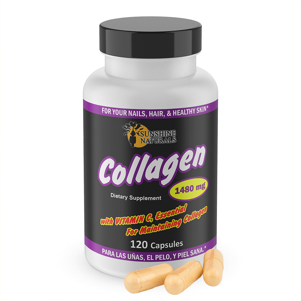 Sunshine Naturals Collagen & Vitamin C Dietary Supplement. 1480 mg. 120 Capsules