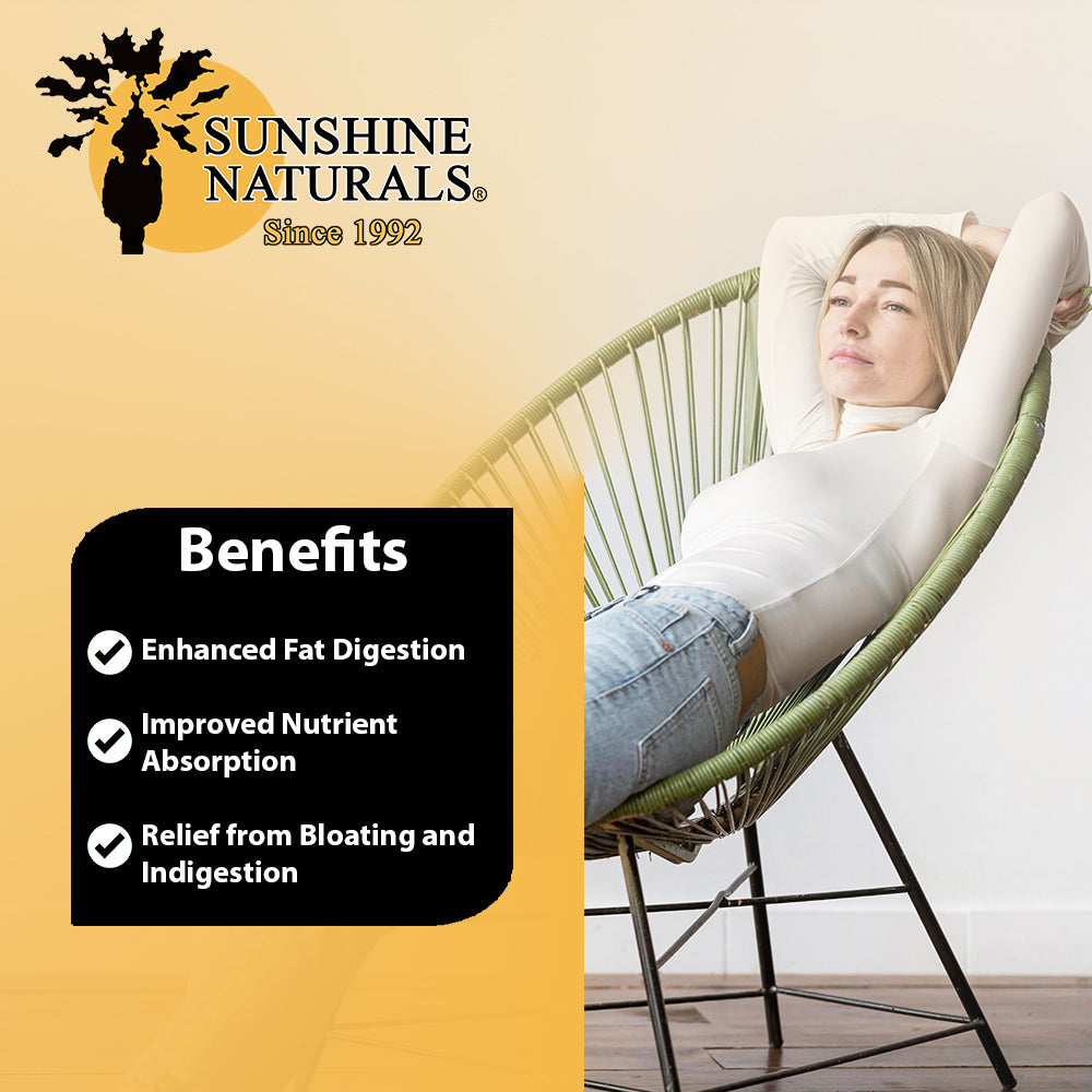 Sunshine Naturals Super Digestive Supplement. Ox Bile & Active Charcoal. 100 Tab