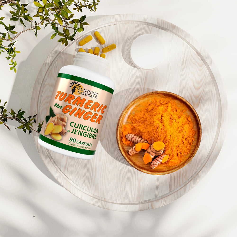 Sunshine Naturals Turmeric plus Ginger Supplement. Strong Antioxidant. 90 Caps