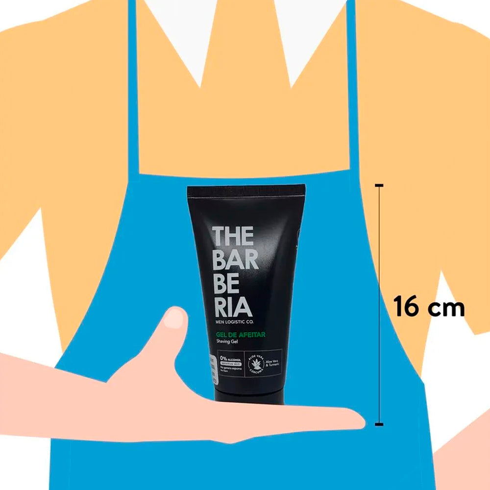 The Barberia Shaving Gel, 5 fl oz 0% alcohol, Aloe Vera & Turmeric for sensisitve skin