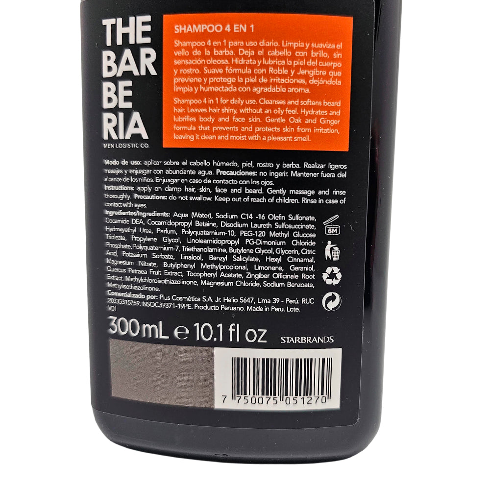 The Barberia Shampoo  4 IN 1 Formula, Energy,  10.1 fl oz Hair, body, face & beard Oak & Ginger