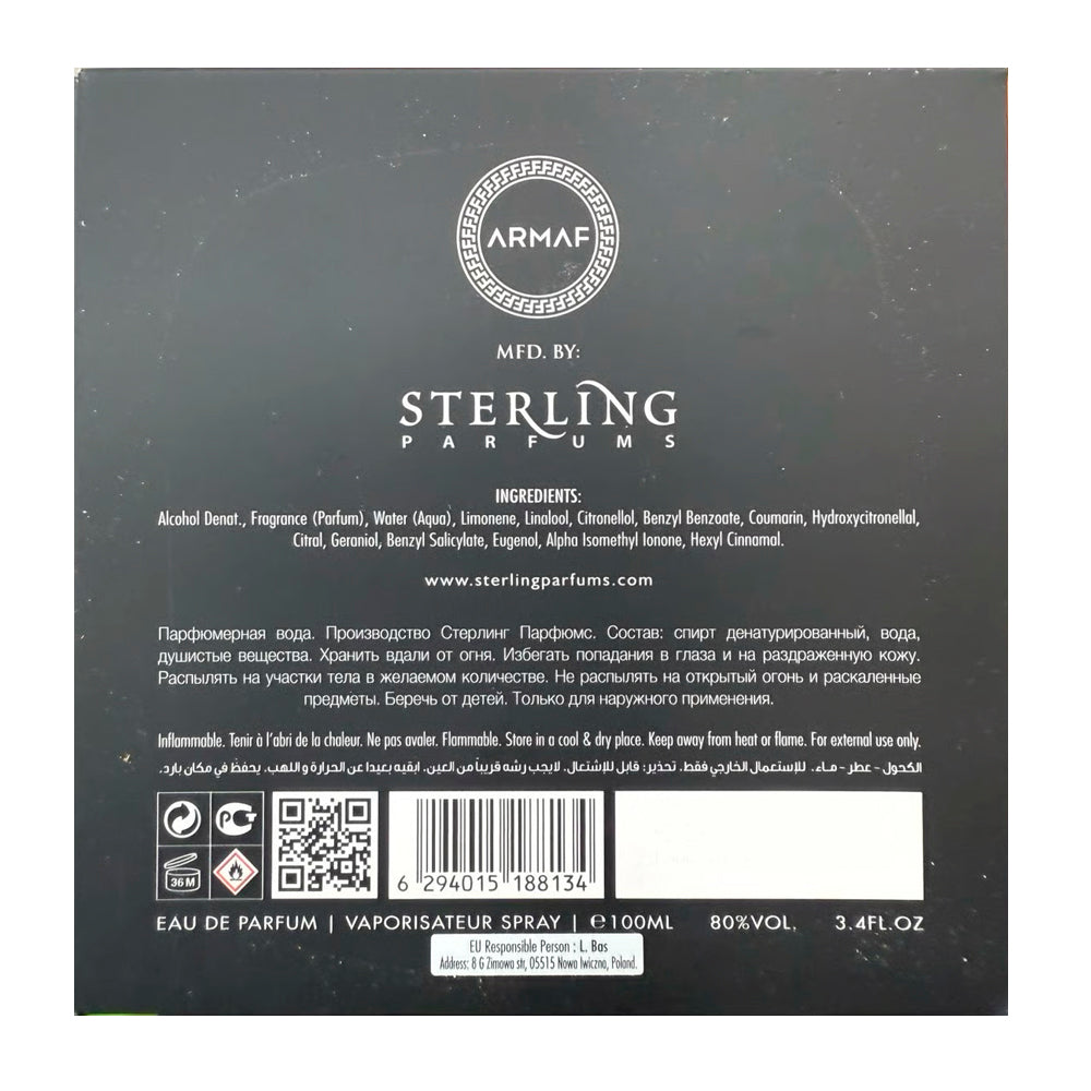 Armaf Checkmate King for Men Eau de Parfum Spray, 3.4 Ounce