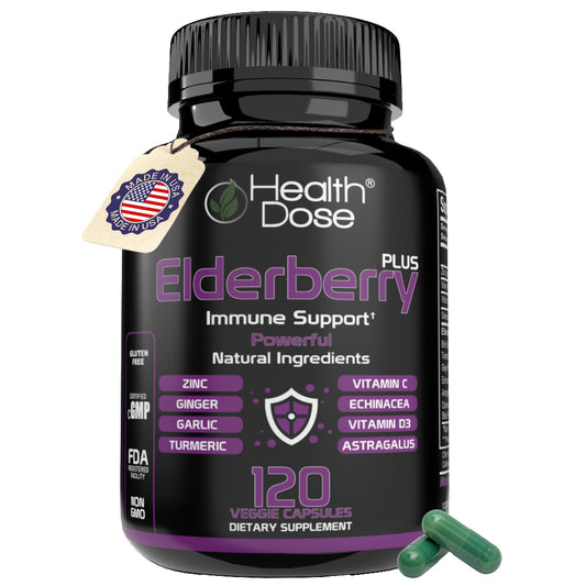 Health Dose Elderberry Immunedose With Vitamin C, Turmeric, Zinc & More 120 Caps