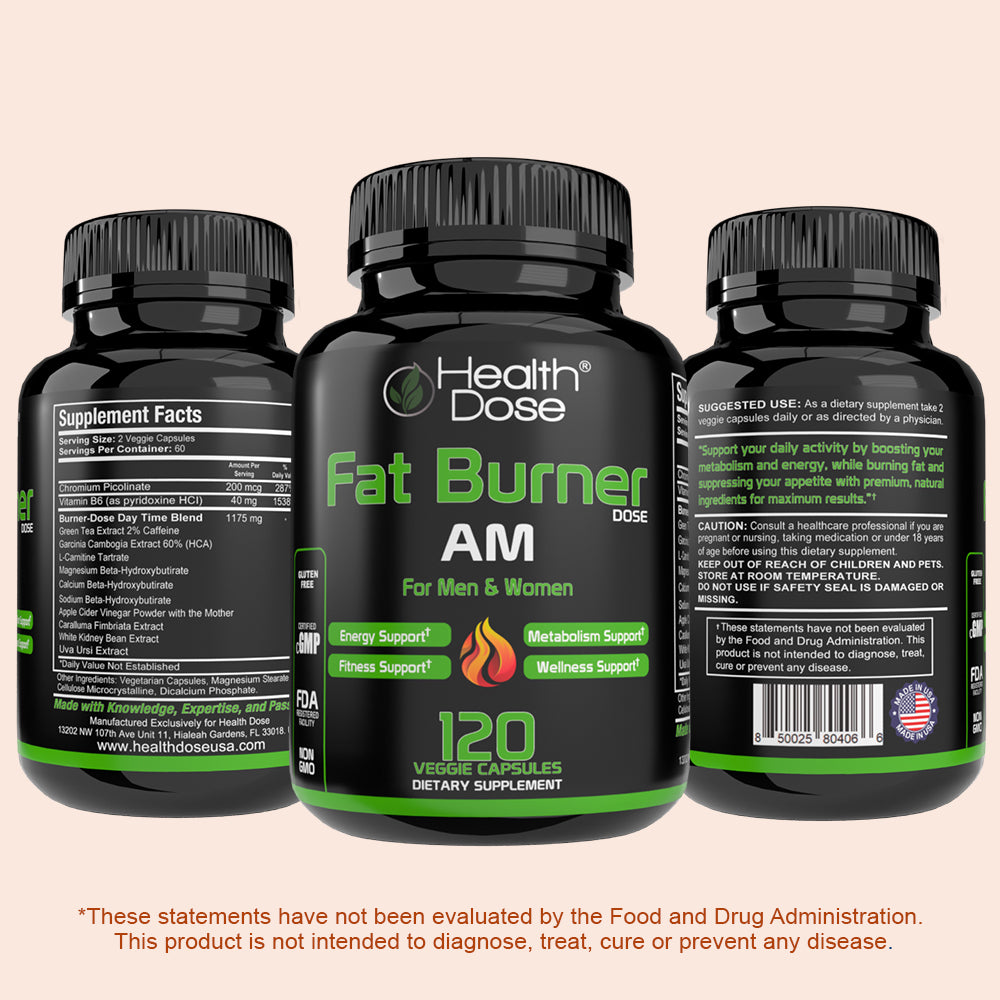 Health Dose Fat Burner AM. Weight Control & Metabolism Boost. 120 Softgels