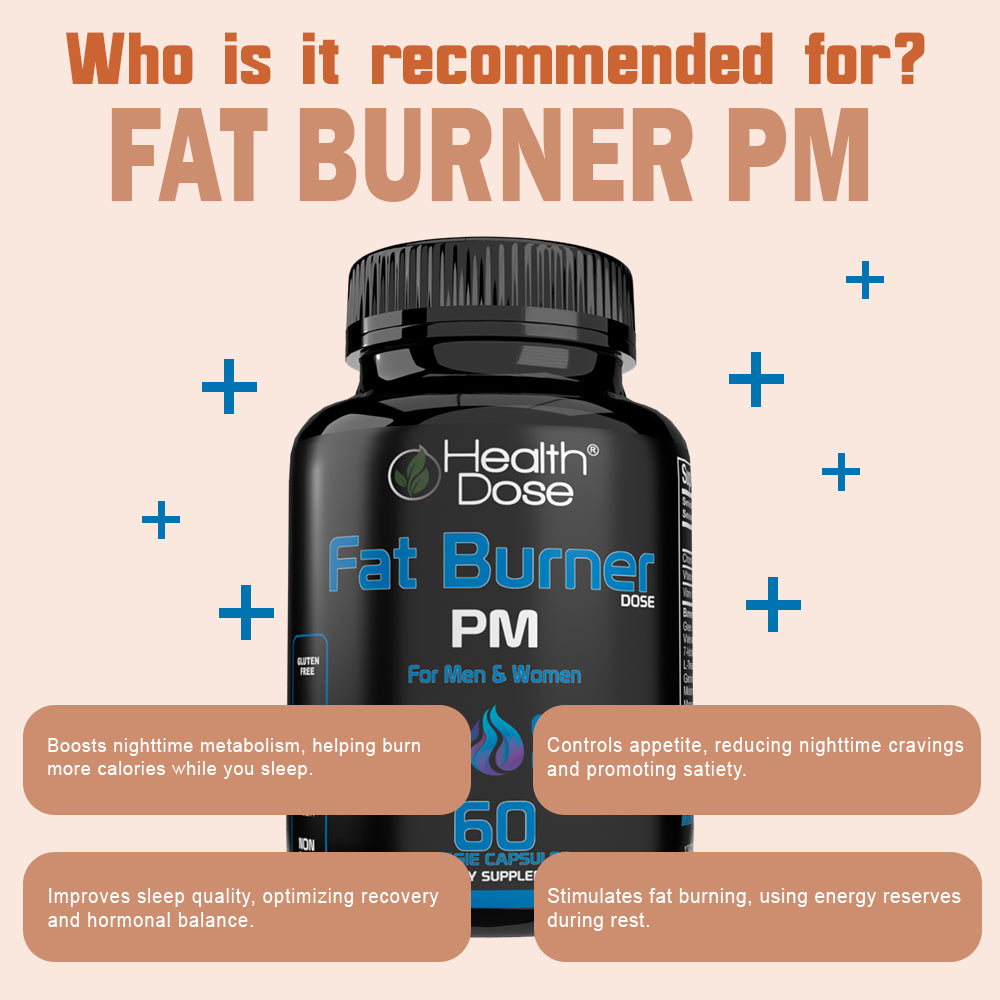 Health Dose Fat Burner PM. Sleep Aid & Brain Function Boost. 60 Capsules