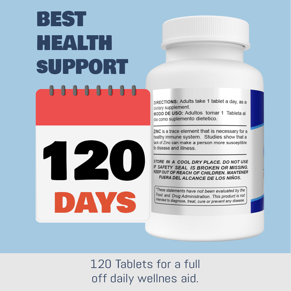 Sunshine Naturals Zinc Gluconate. Strong Immune System Booster. 100 mg. 120 Tabs