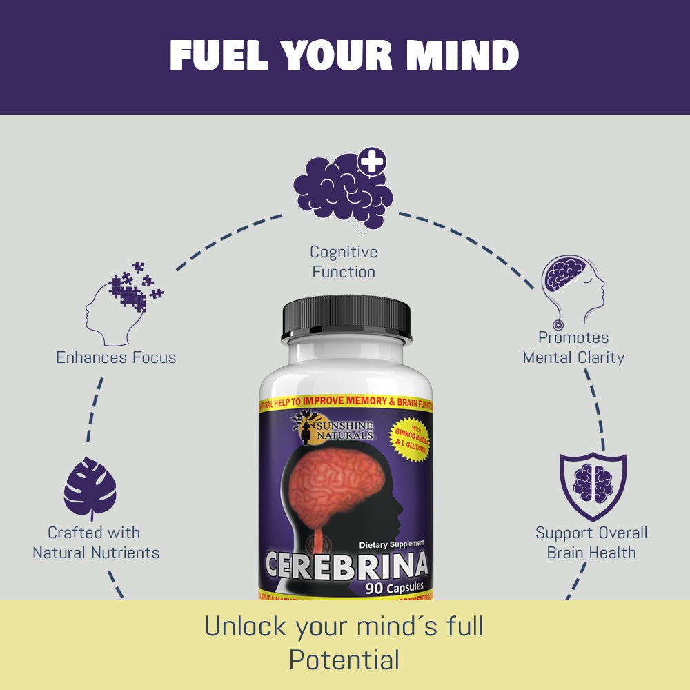 Sunshine Naturals Cerebrina With Ginkgo Biloba & L-Glutamic 90 Capsules