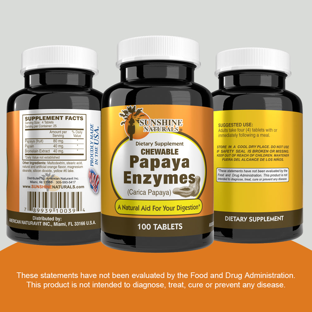 Sunshine Naturals Papaya Enzyme Chewable 100 Tablets