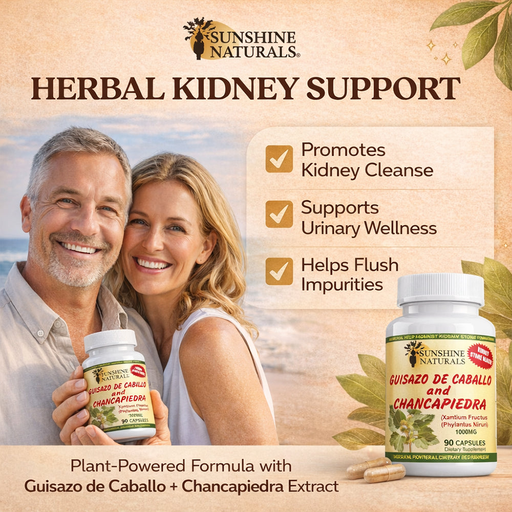 Sunshine Naturals Chanca Piedra with Guisazo de Caballo, Traditional Stone Breaker Herb, Kidney and Urinary Tract Support Supplement, 1000 mg Proprietary Blend, 90 Capsules. Pack of 3