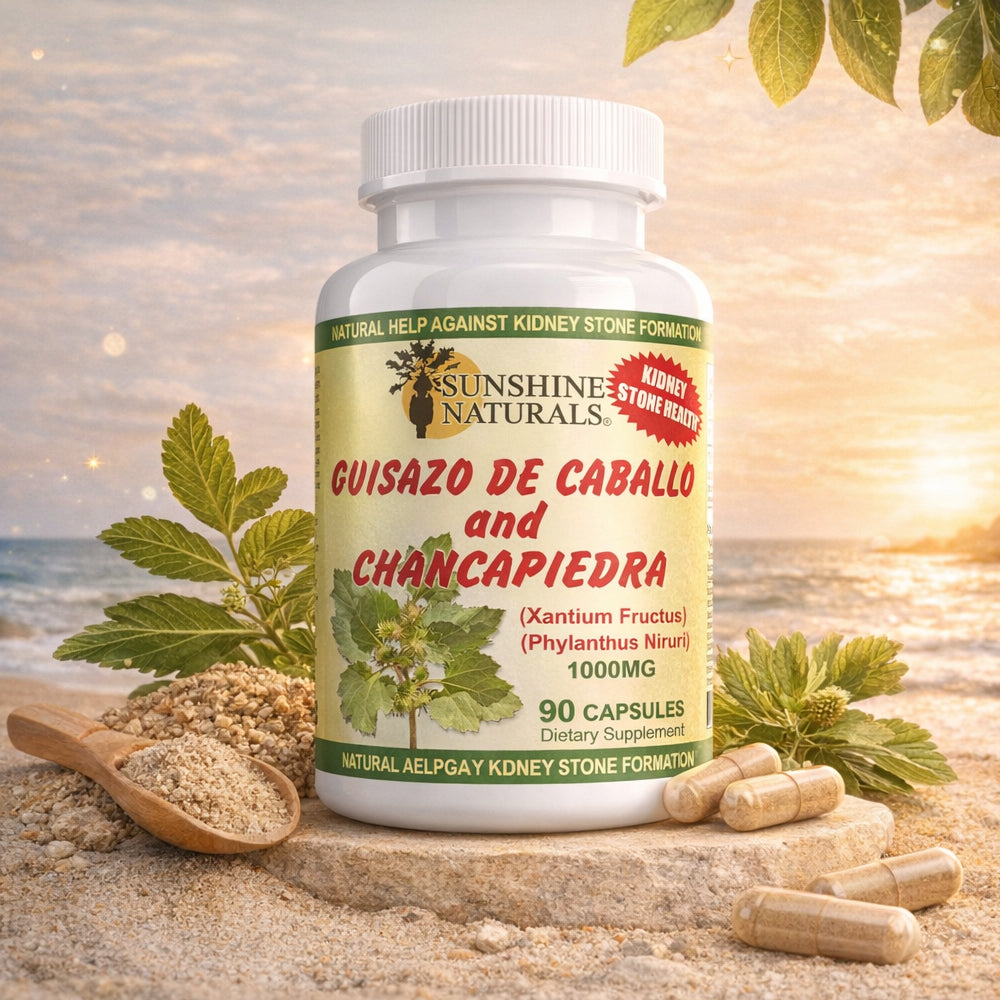 Sunshine Naturals Chanca Piedra with Guisazo de Caballo, Traditional Stone Breaker Herb, Kidney and Urinary Tract Support Supplement, 1000 mg Proprietary Blend, 90 Capsules. Pack of 5