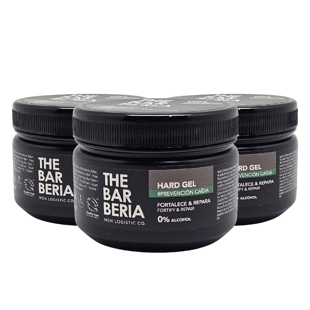 The Barberia Hair Loss Prevention Gel, Strengthens & repairs, 3.3 fl oz 0% alcohol. Pack of 3