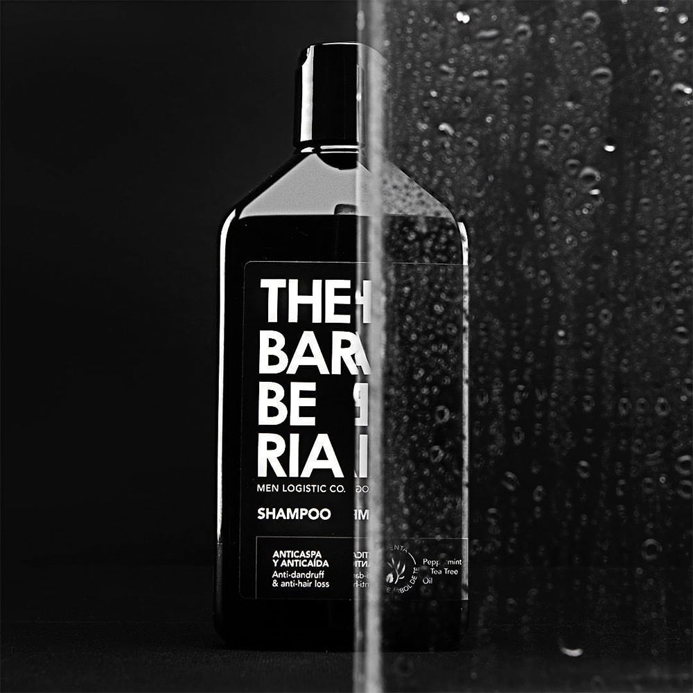 The Barberia Shampoo Anti-Dandruff & Anti-Hair Loss, 10.1 fl oz Tea Tree oil +  Biotin & Arginine. Pack of 3