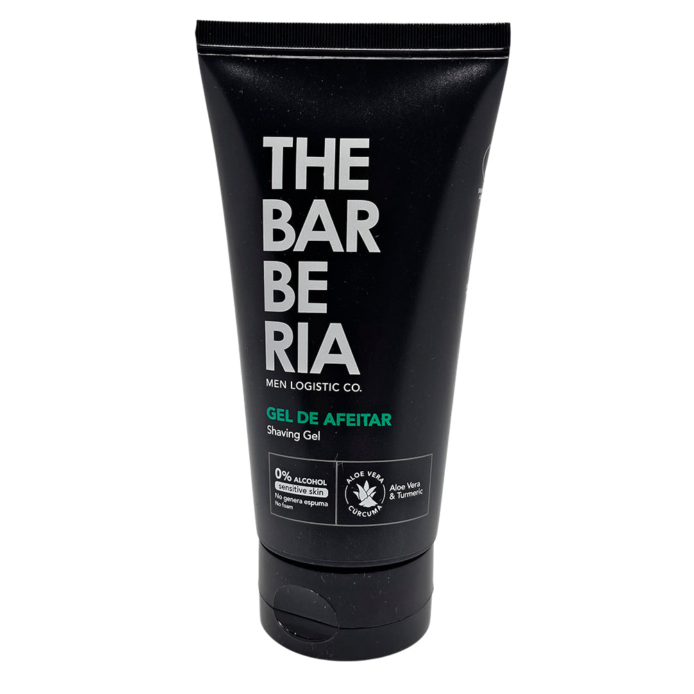 The Barberia Shaving Gel, 5 fl oz 0% alcohol, Aloe Vera & Turmeric for sensitive skin. Pack of 3