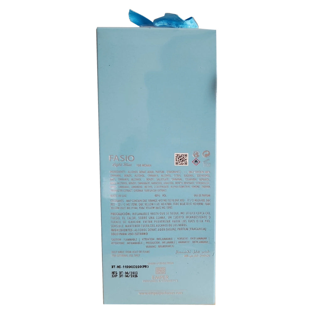 Emper Fasio Blue Eau de Parfum for Women 3.4 oz - Refreshing Tropical & Floral Fragrance