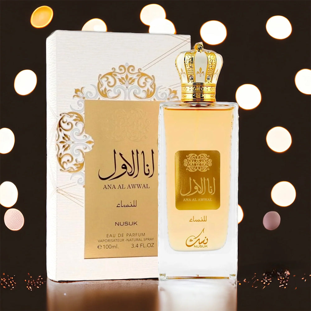 Nusuk Ana Al Awwal Golden Eau de Parfum - 3.4 oz - Sparkling Fruity & Warm Scent