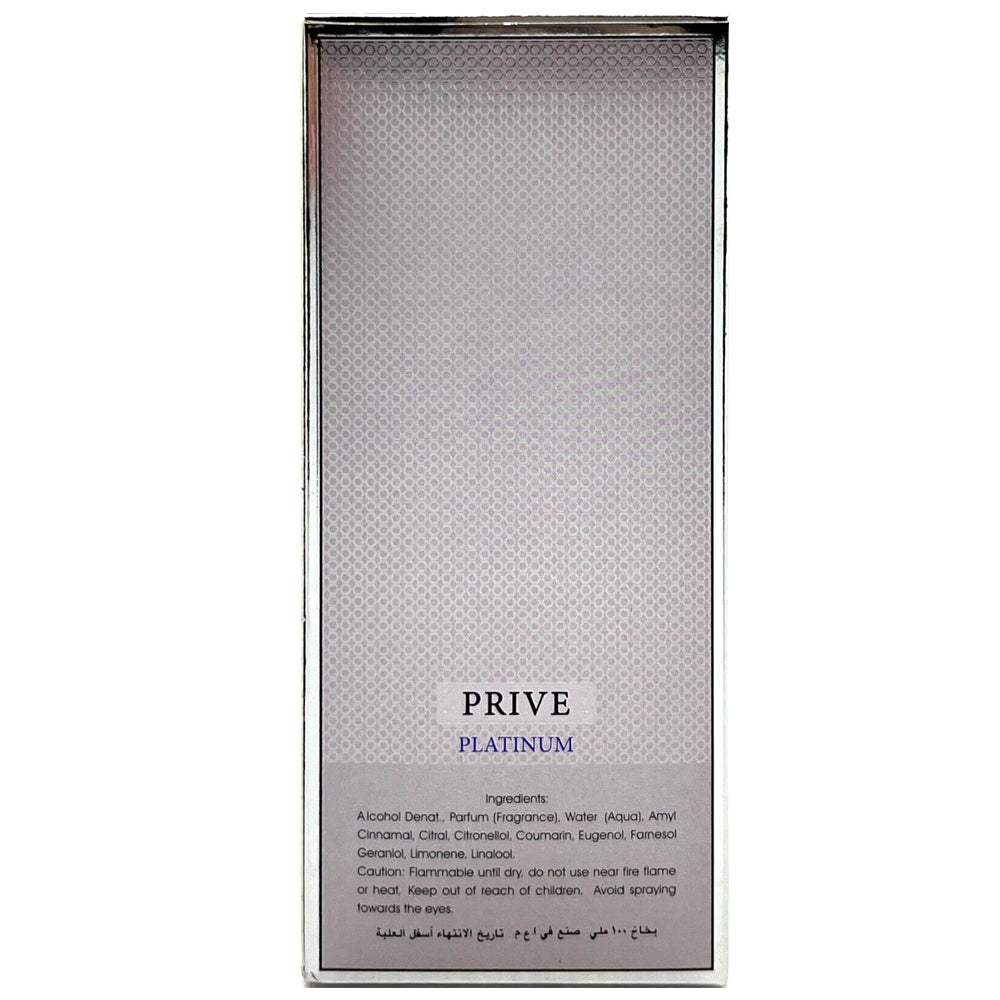 Prive Platinum Men by Riiffs Eau de Parfum - 3.4 oz - Fresh Metallic, & Woody Fragrance