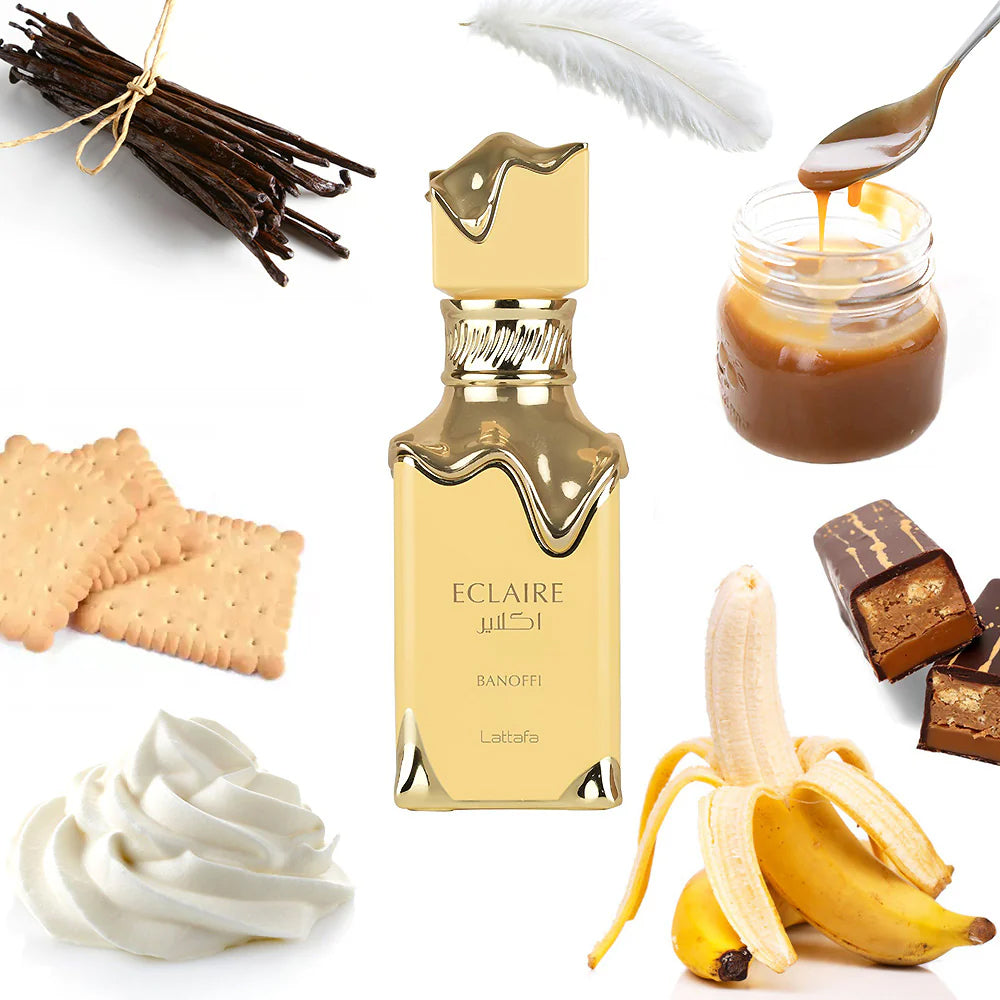 Lattafa Eclaire Banoffi Eau de Parfum - 3.4 oz (100ml) Luxury EDP Spray for Women - Delicious Gourmand