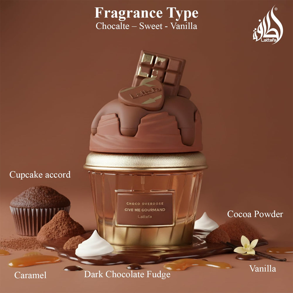 Lattafa Choco Overdose Eau de Parfum - 2.5 oz (75ml) EDP Spray - Dark Chocolate Fudge Fragance
