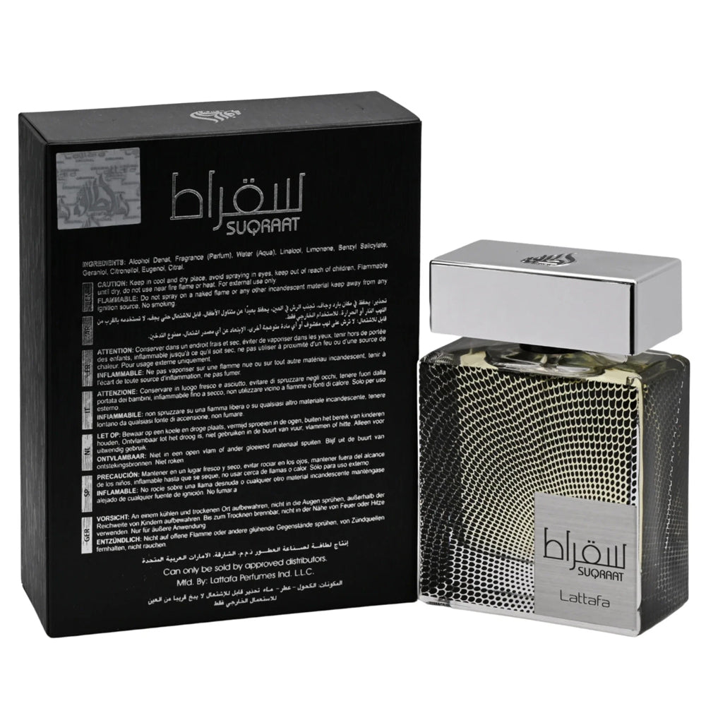 Lattafa Suqraat Eau de Parfum for Men - 3.4 oz (100ml) Luxury EDP Spray - Masculine Fragrance