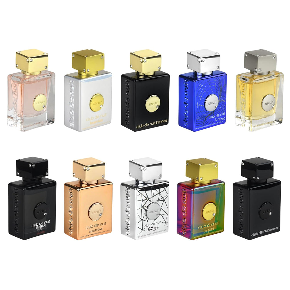 Armaf Club De Nuit 10-Piece Luxury Parfum Discovery Set - 10 x 0.017 oz (5ml) Deluxe Travel Minis