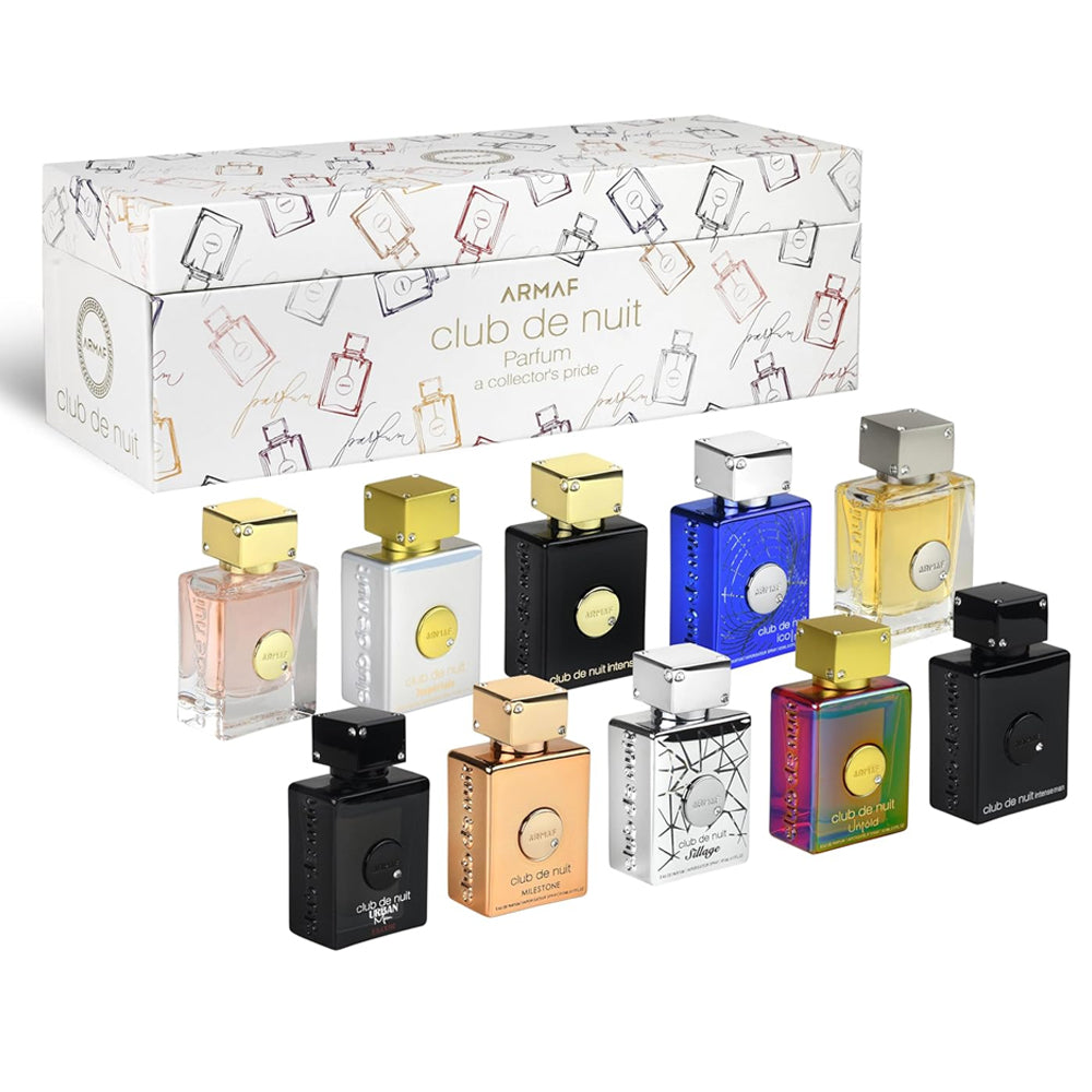 Armaf Club De Nuit 10-Piece Luxury Parfum Discovery Set - 10 x 0.017 oz (5ml) Deluxe Travel Minis