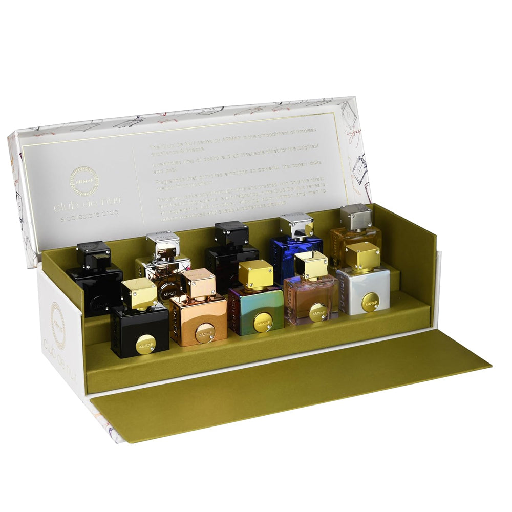 Armaf Club De Nuit 10-Piece Luxury Parfum Discovery Set - 10 x 0.017 oz (5ml) Deluxe Travel Minis