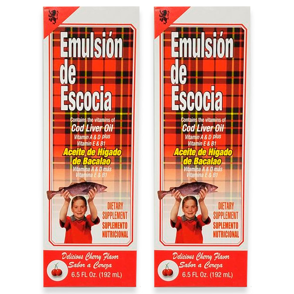 Emulsion de Escocia Vitamins A, D, E and B1 Cherry 6.5 Fl Oz / 192 mL. Pack of 2