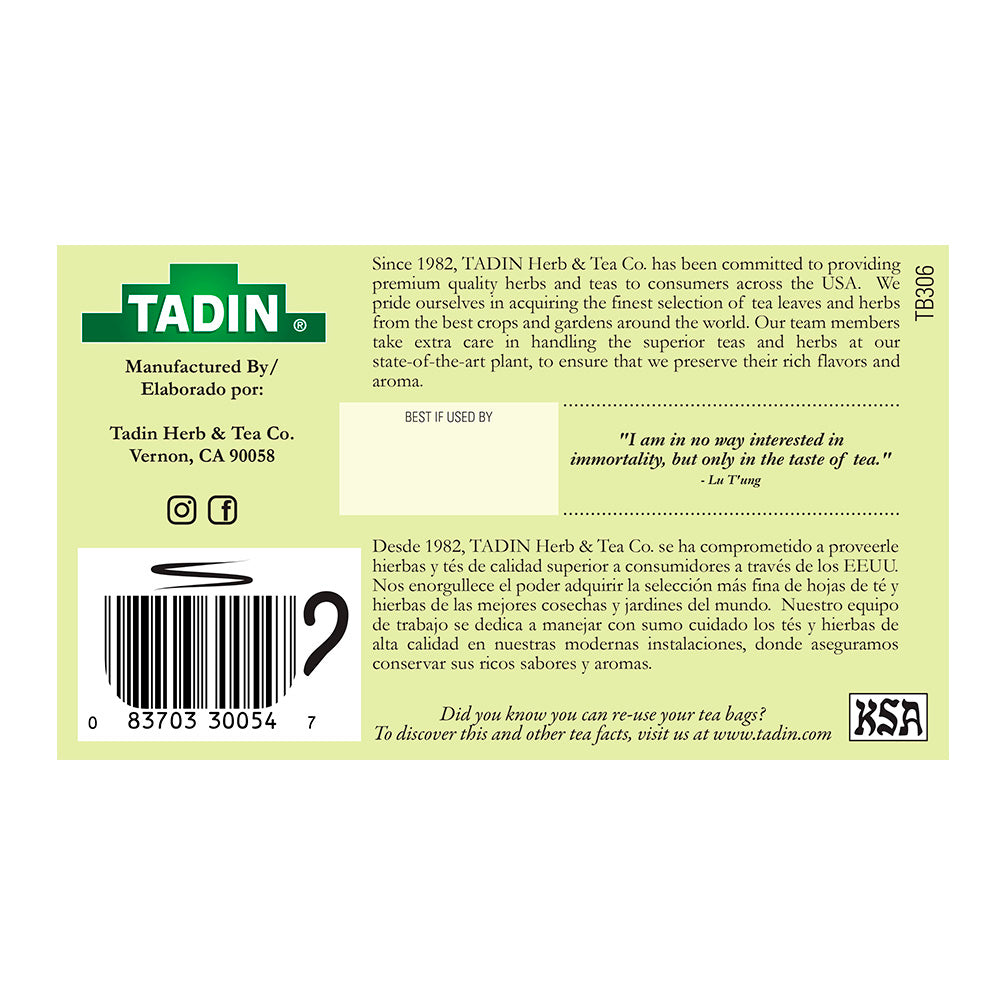 Tadin Tea Manzanilla con Menta / Chamomile with Mint. 24 Bags. 0.84 Oz. Pack of 3