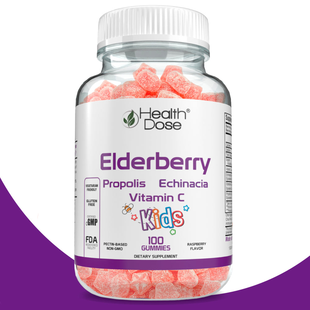 Health Dose Elderberry Kids Gummies x 100 count - Pack of 5