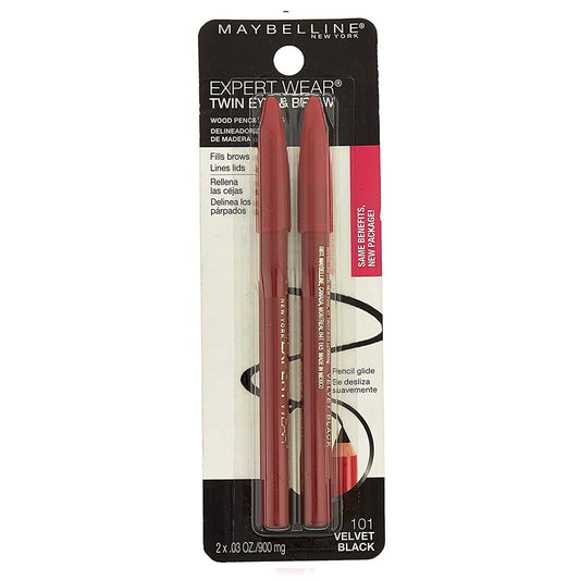 Maybelline Expert Eyes Twin Brow and Eye Pencils. 101 Velvet Black . 2 x 0.03 oz