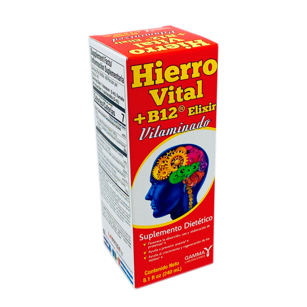 Hierro Vital Dietary Supplement Elixir Vitaminado 8.1 FO. Pack of 3