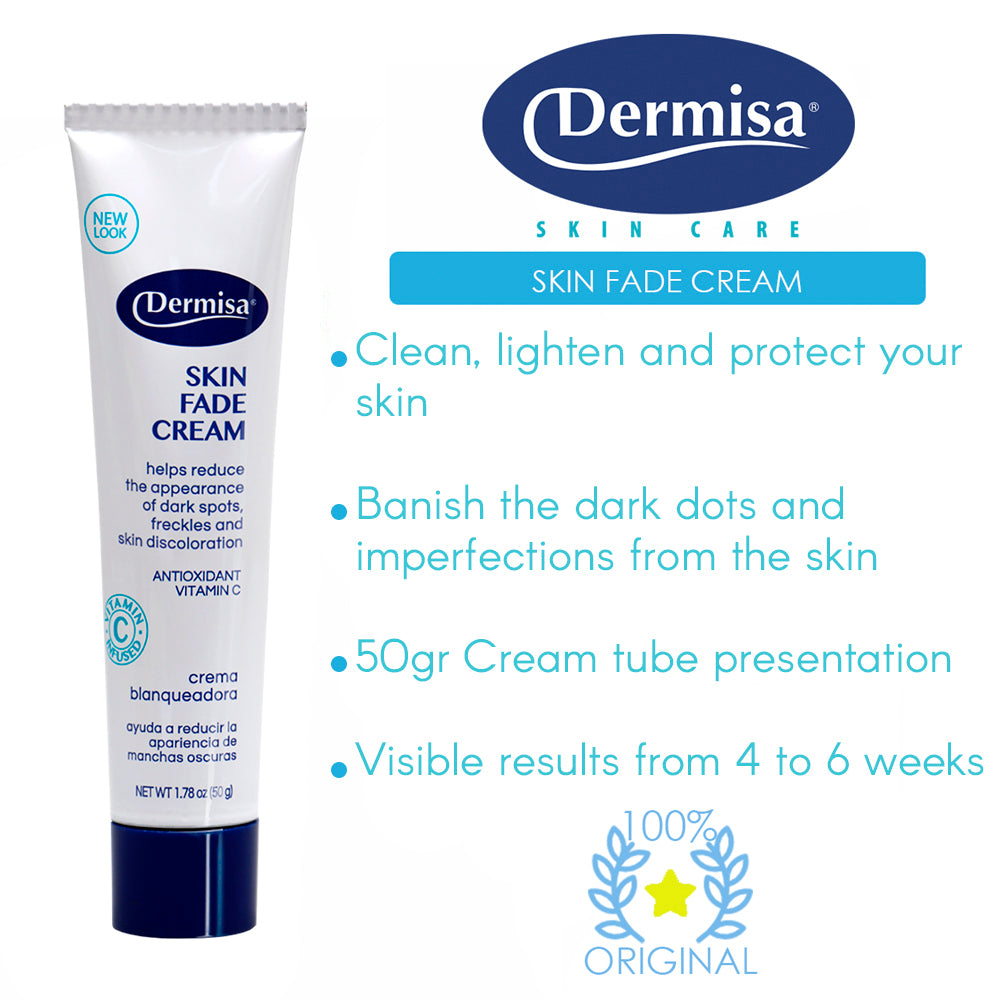 Dermisa Skin Fade Cream 1.78 Oz / 50 g, Pack of 2 +  Free Dermisa Glycerin Bar.