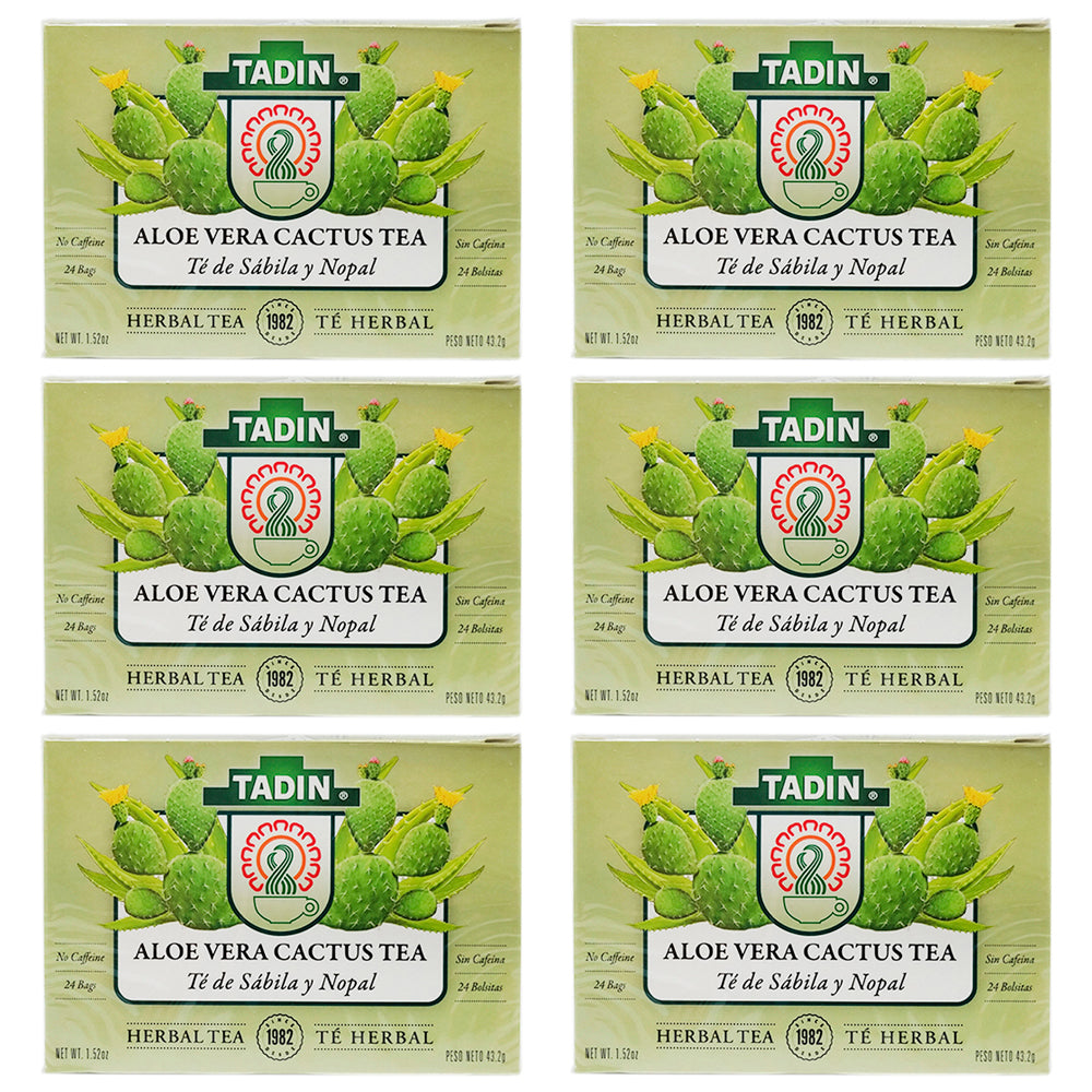 Tadin Tea Aloe Vera With Cactus, Te De Sábila y Nopal 24 Bags Pack of 6