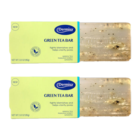 Dermisa Green Tea Bar, 3 Ounces. Pack of 2