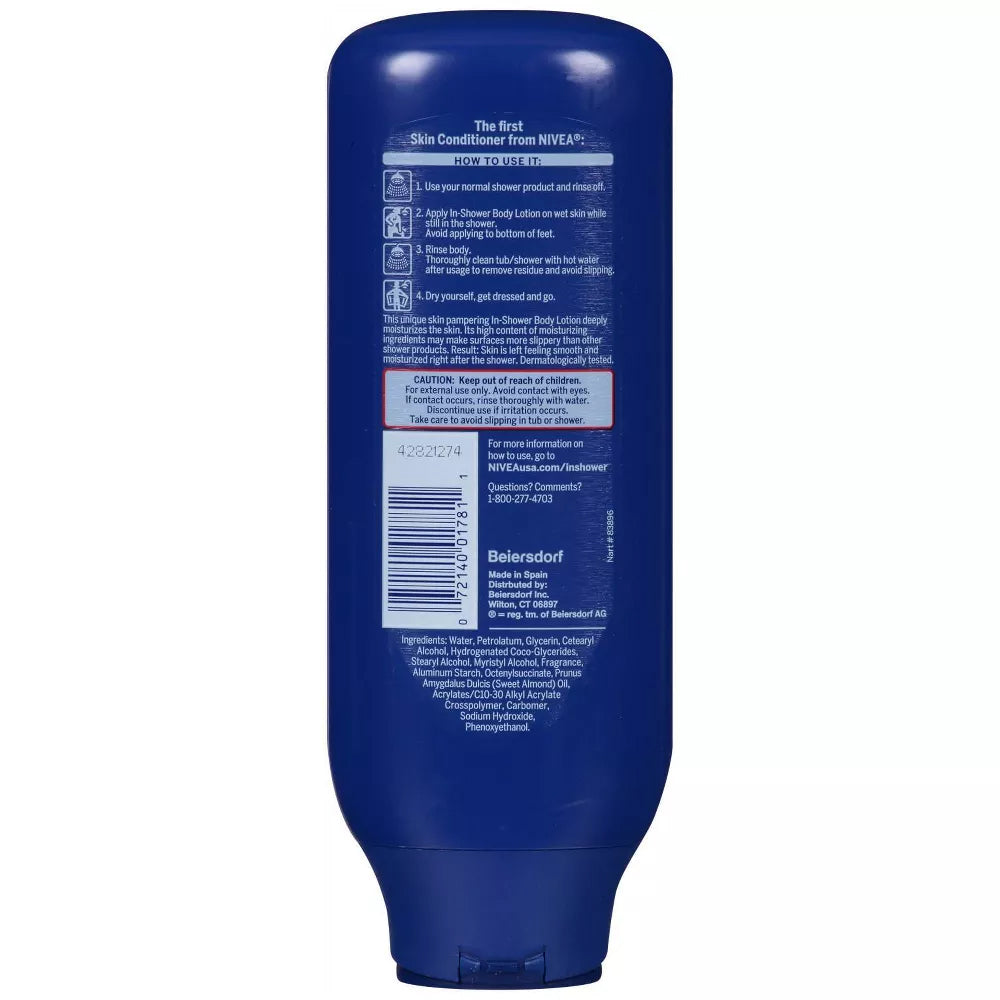 Nivea Nourishing In Shower Body Lotion. Perfect For Very Dry Skin. 13.5 Fl.Oz