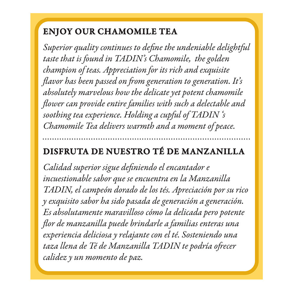 Tadin Tea Manzanilla / Chamomile. 24 Bags. 0.84 Oz. Pack of 2