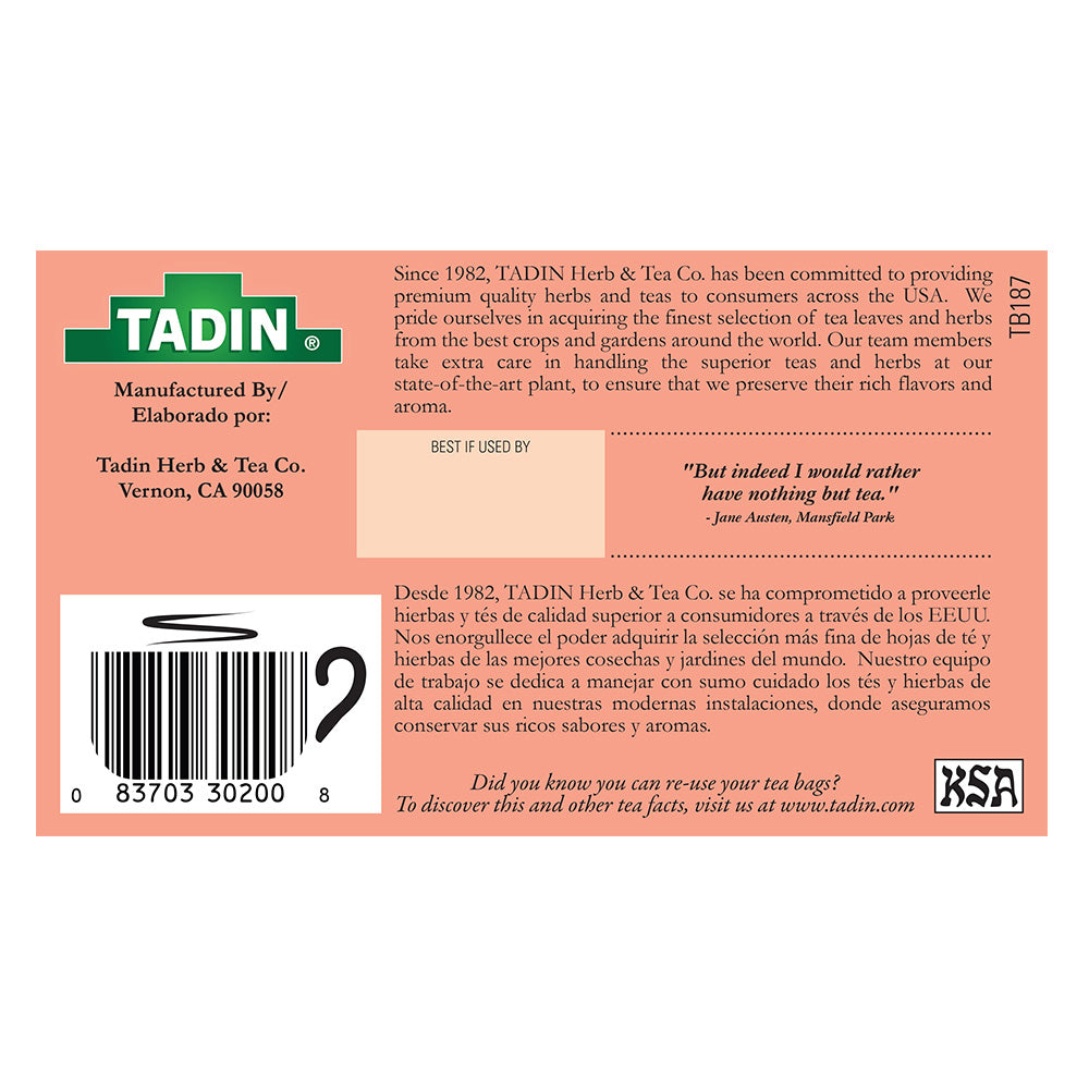 Tadin Tea Jamaica / Hibiscus. 24 Bags. 1.44 Oz. Pack of 3