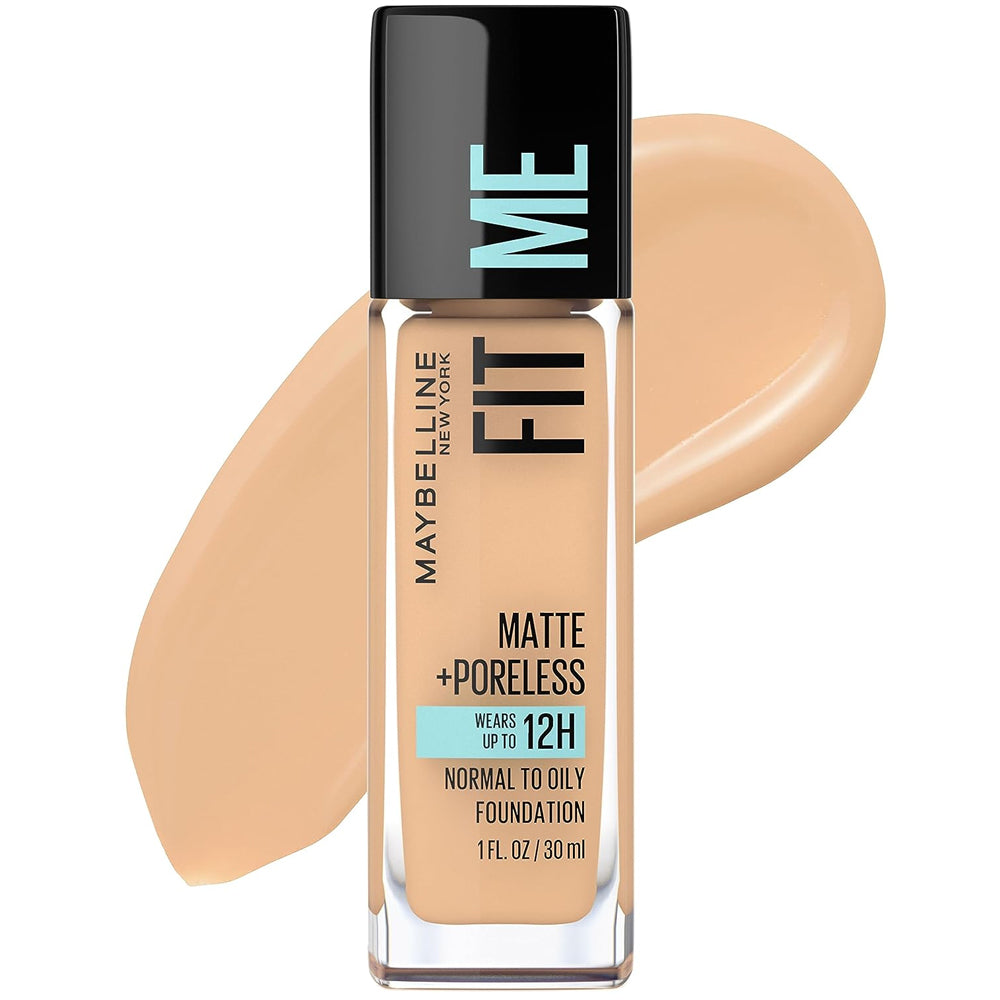 Maybelline Fit Me Matte+Poreless,220, Liquid Oil-Free Foundation Makeup Natural Beige