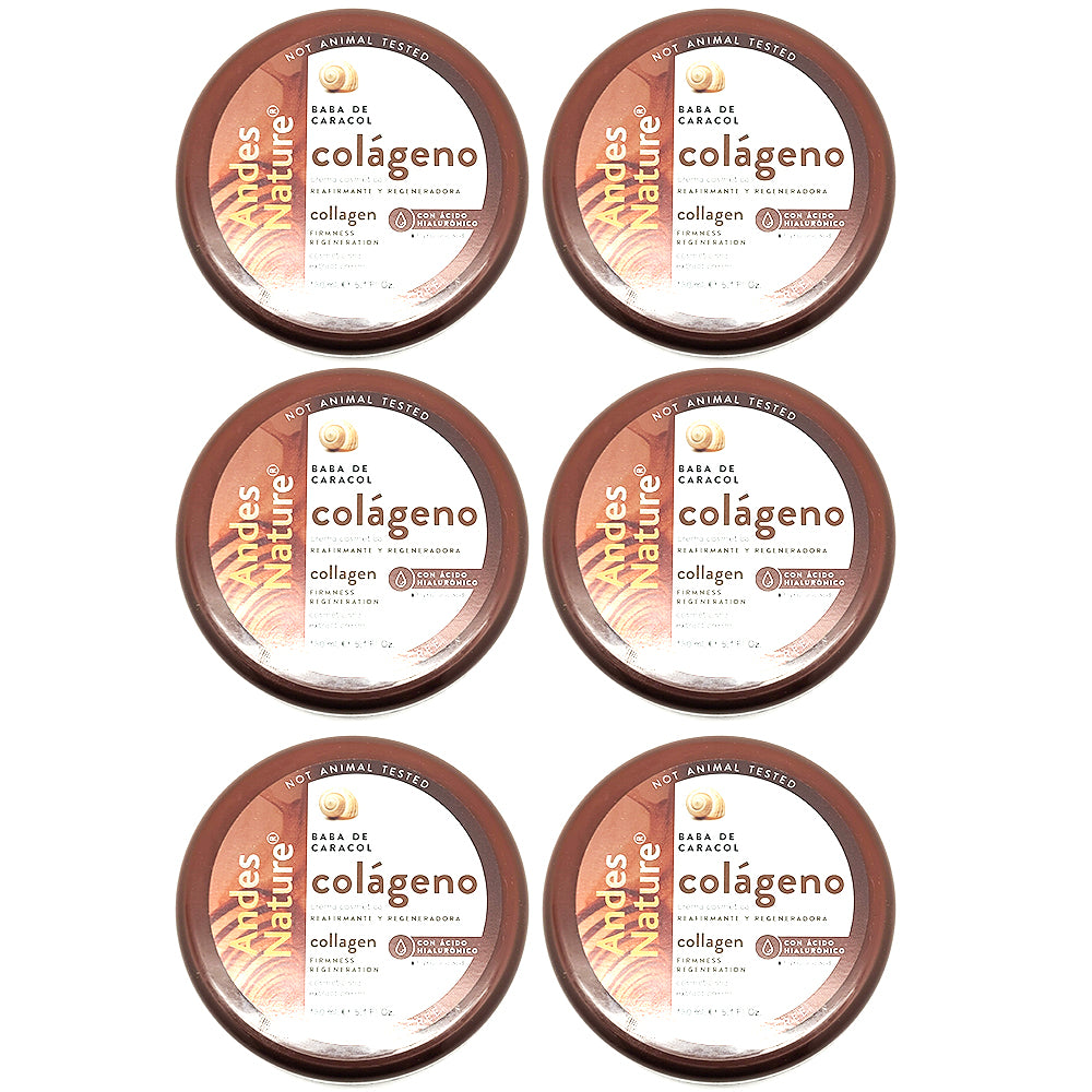 Andes Nature Baba De Caracol Cosmetic Cream, Collagen 5.1 Fl Oz / 150 ml. Pack of 6.